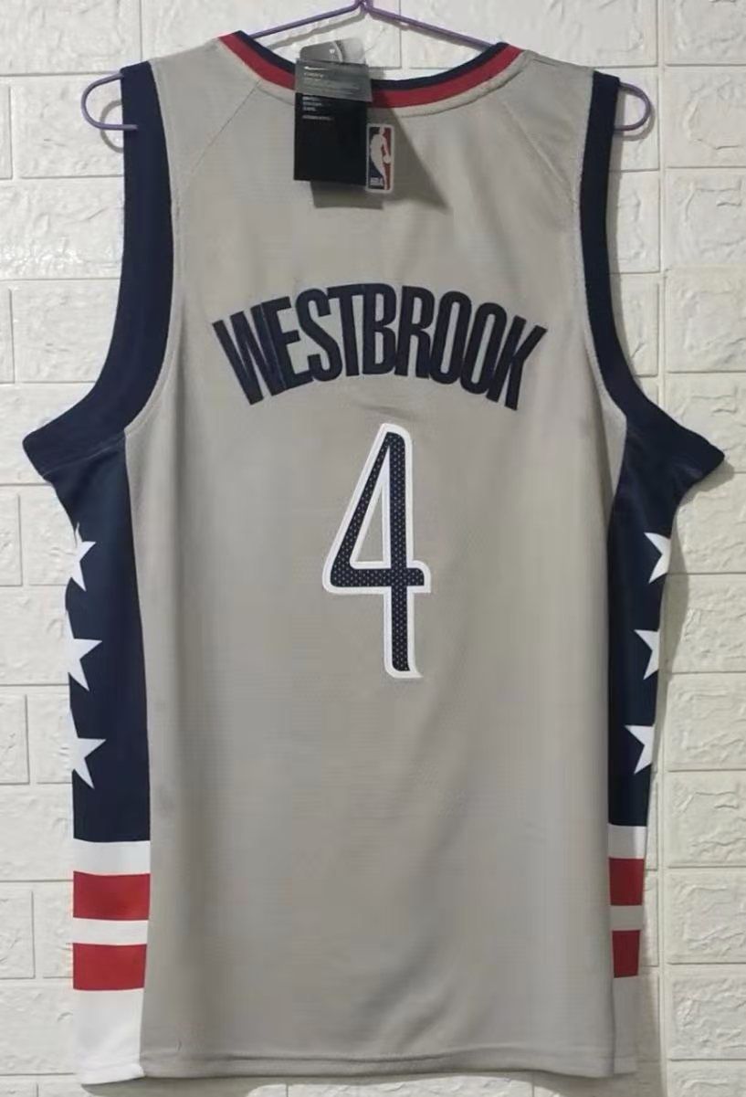 Men Washington Wizards #4 Westbrook gray city edition 2020 NBA jersey